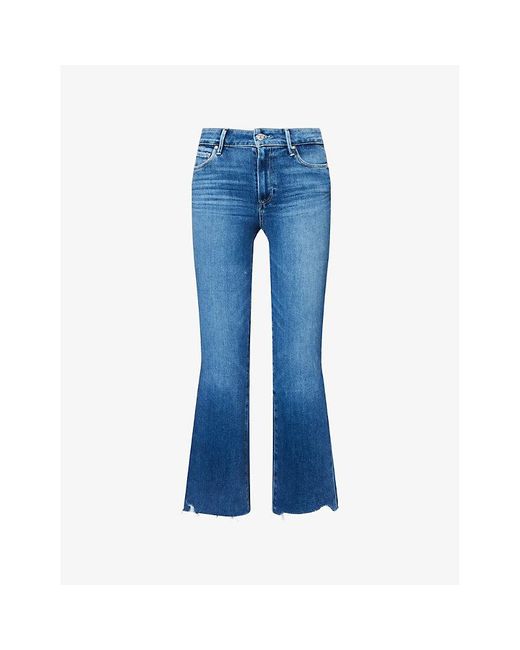 PAIGE Blue Colette Cropped Flared Stretch-Denim Jeans