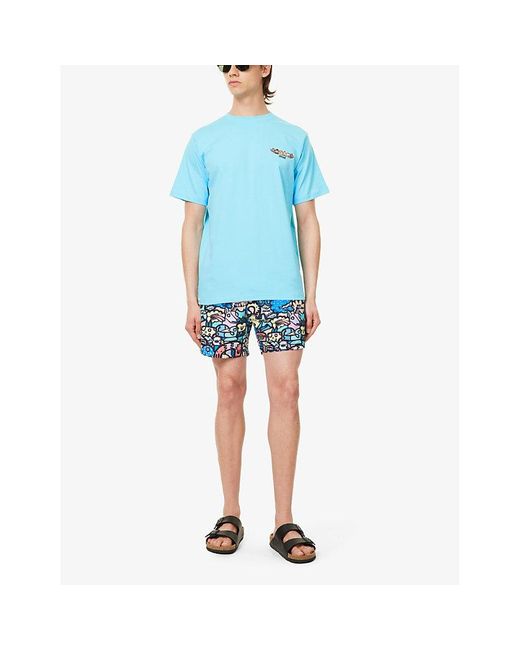 Boardies Blue Graphic-print Relaxed-fit Cotton-jersey T-shirt for men
