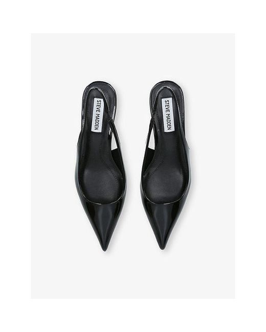 Steve Madden Black Kittie Patent Faux-Leather Pumps
