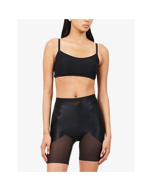 Spanx Gray Mid-Thigh X Stretch-Mesh Shorts