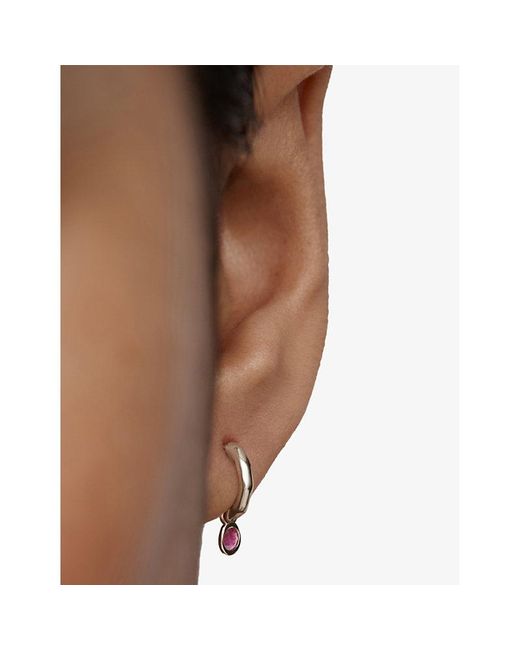 Monica Vinader Metallic July Birthstone Sterling- And Ruby Huggie Earrings