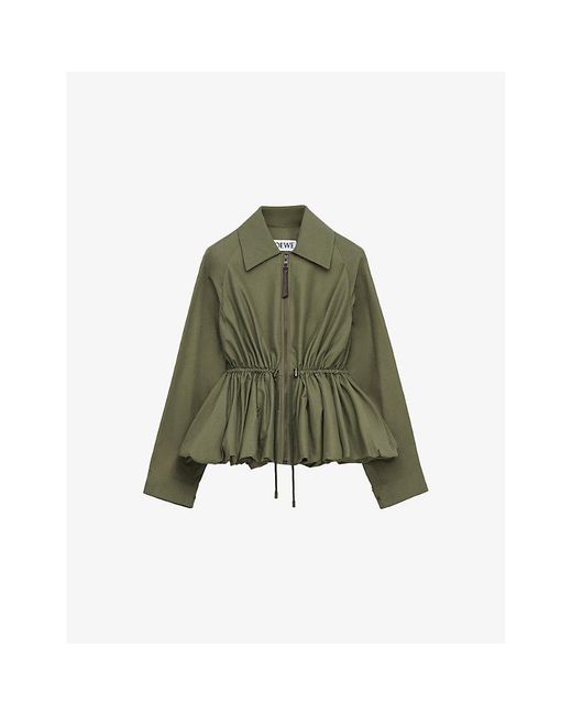 Loewe Green Drawstring-Waist Cotton-Blend Jacket