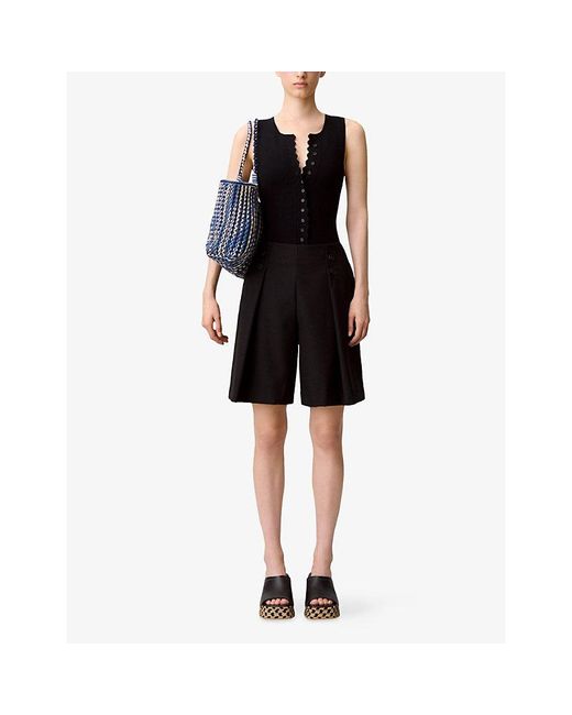 Claudie Pierlot Black Sleeveless Button-Down Knitted Bodysuit