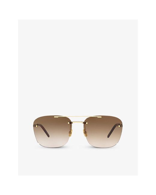 Saint Laurent Metallic Ys000324 Rimless Pilot-frame Metal Sunglasses