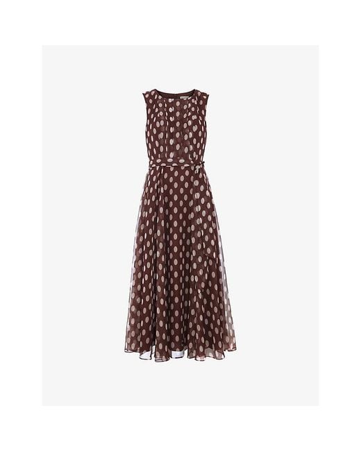 Phase Eight Brown Lucinda Spot-Print Woven Midi Dress