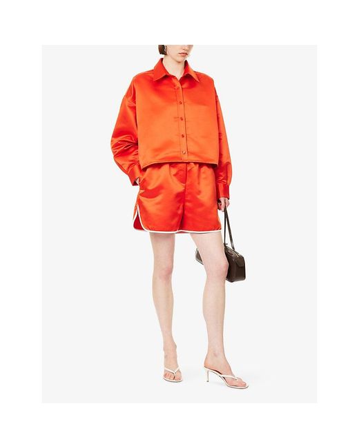 Frankie Shop Orange Arlen Boxy Satin Shirt