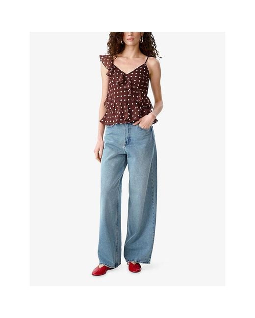 OMNES Brown Francie Polka-Dot Woven Top
