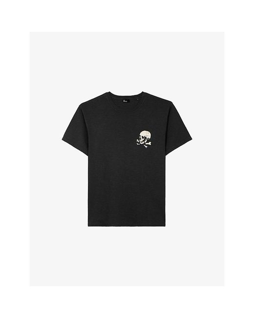 The Kooples Black Skull Graphic-Print Cotton-Jersey T-Shirt for men