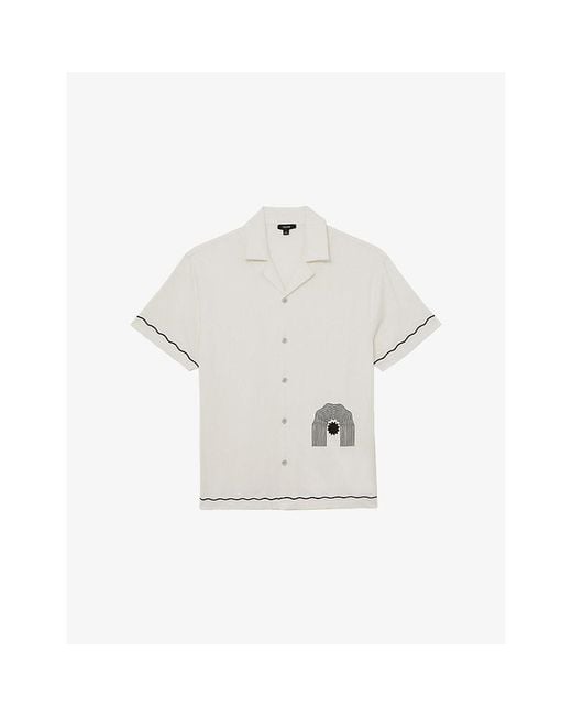 Reiss White Solano Contrast-Trim Woven Shirt for men