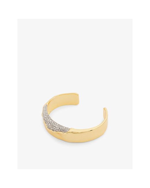 Alexis Metallic Solanales 14ct Yellow Gold-plated Brass And Crystal Cuff Bracelet