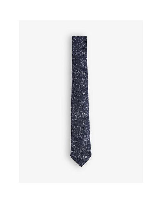 Ted Baker Blue Line Floral-pattern Silk Tie for men