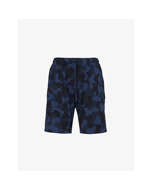 Derek Rose Blue London Camouflage-print Stretch-woven Pyjama Shorts for men