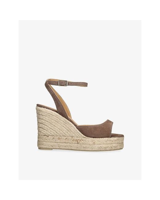 Castaner Natural Brook Suede Wedge Sandals