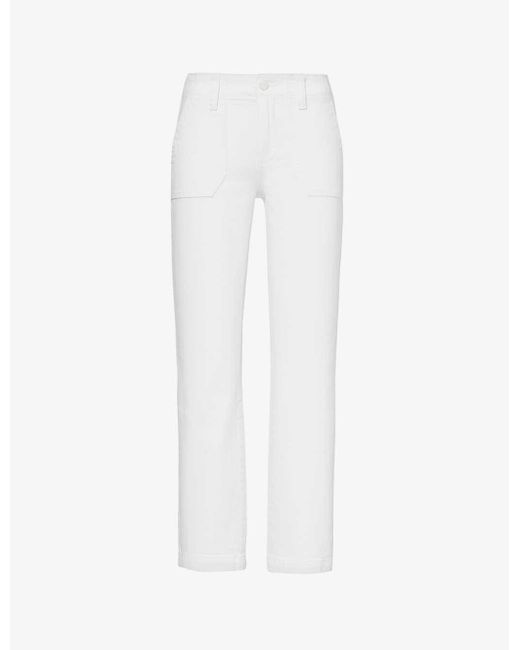 PAIGE White Mayslie Straight-leg Mid-rise Cropped Stretch-denim Jeans