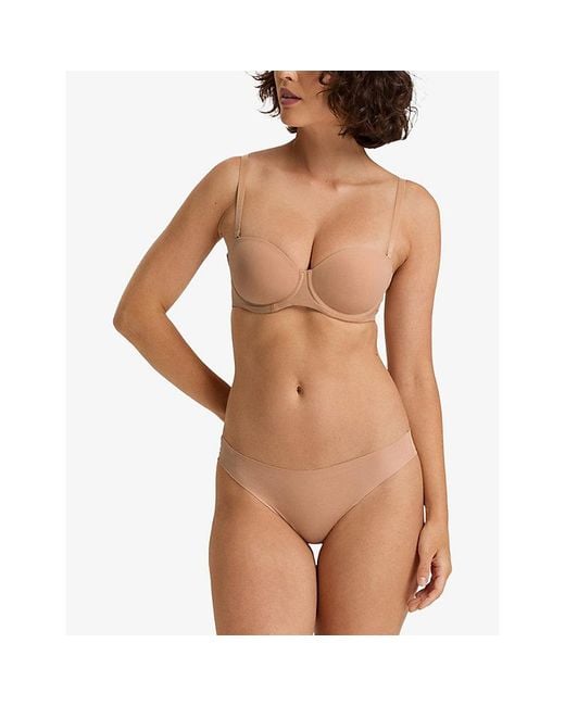 Hanro Natural Invisible Mid-Rise Stretch-Cotton Thong
