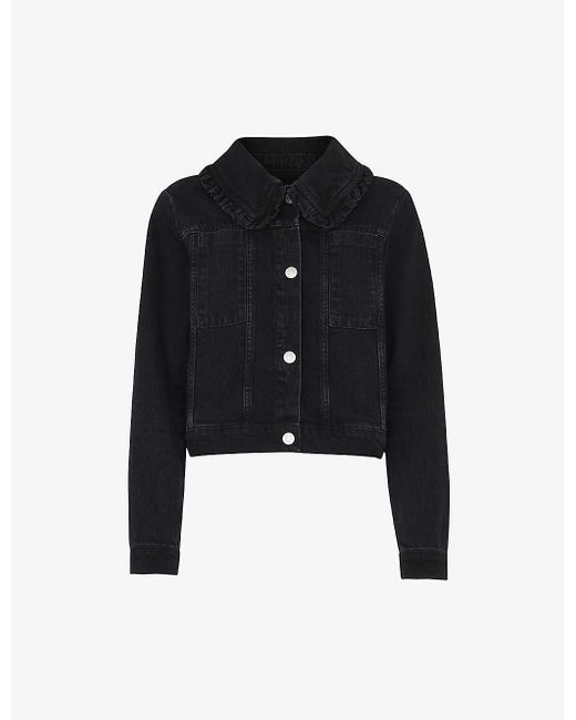Whistles Oversizedcollar Boxyfit Denim Jacket in Black Lyst