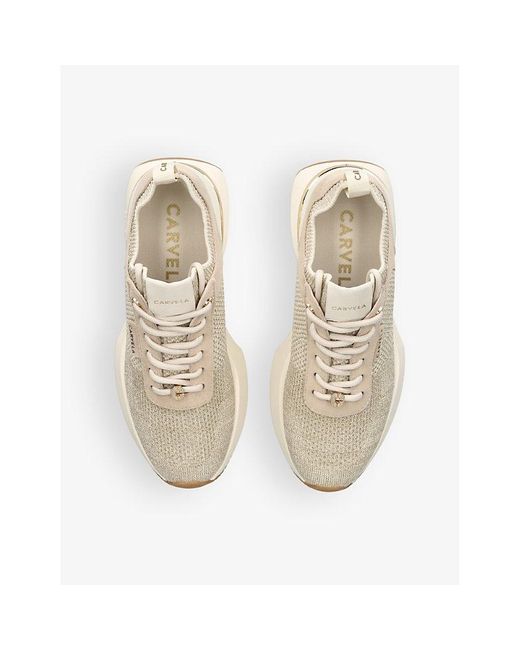Carvela Kurt Geiger White Flare Contrast-sole Mesh And Suede Low-top Trainers