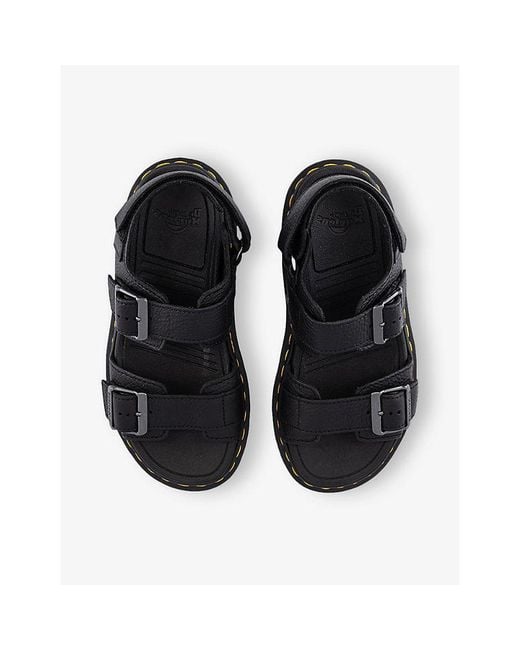 Dr. Martens Black Zebzag Nubuck-Leather Sandals