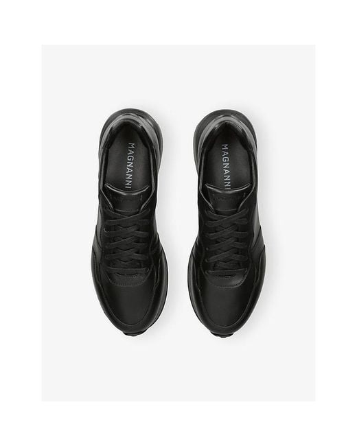 Magnanni Shoes Black Syros Leather Trainers for men