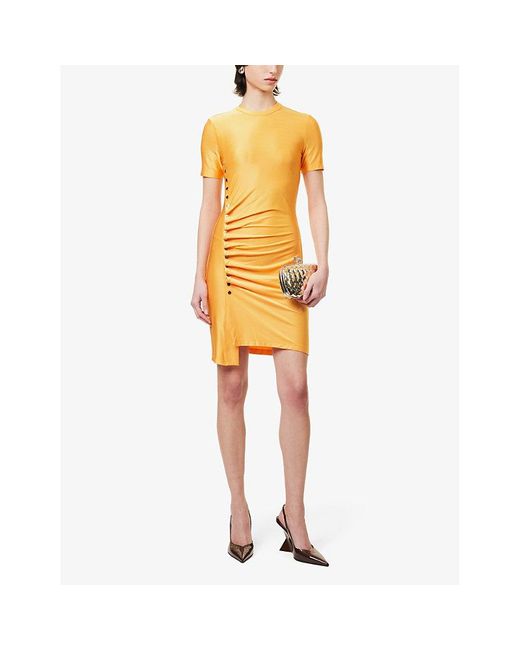 Rabanne Metallic Round-neck Short-sleeve Stretch-woven Mini Dress