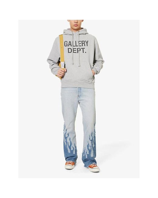 GALLERY DEPT. Gray Logo Graphic-print Cotton-jersey Hoody for men