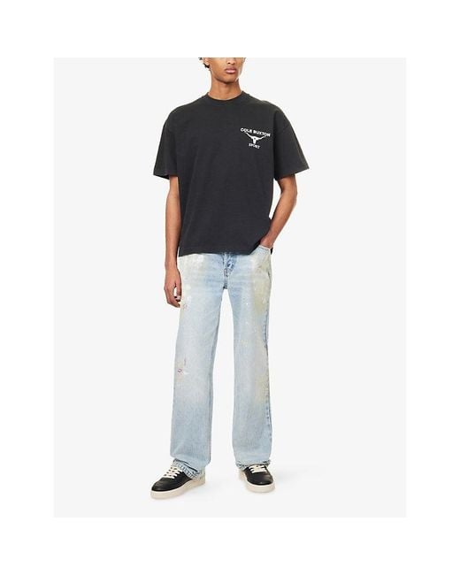 Cole Buxton Black Longhorn Brand-Print Cotton T-Shirt for men