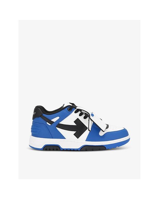 Off-White c/o Virgil Abloh Blue White/vy Out Of Office Logo-embroidered Leather Low-top Trainers for men