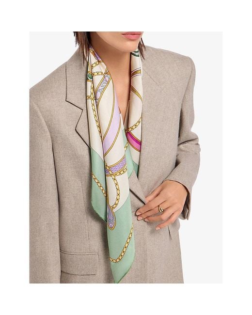 BVLGARI Green Serpenti 75 Silk-Twill Square Scarf