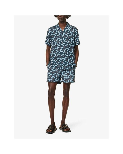 Orlebar Brown Blue Hibbert Graphic-print Regular-fit Woven Shirt for men