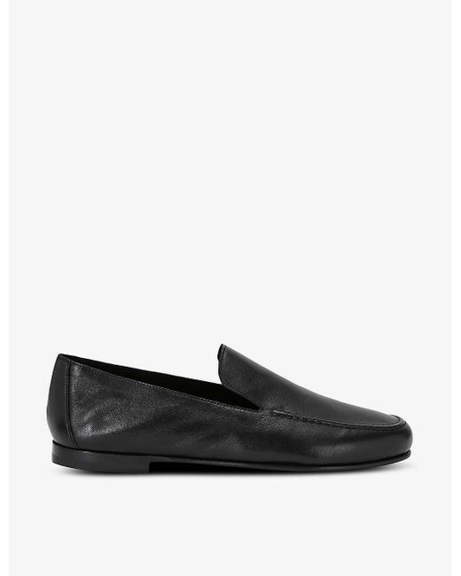The Row Black Colette Slip-on Leather Loafers