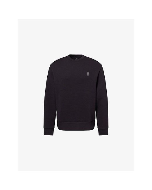 On Shoes Blue Focus Tech Crew-Neck Cott-Blend Sweatshirt for men