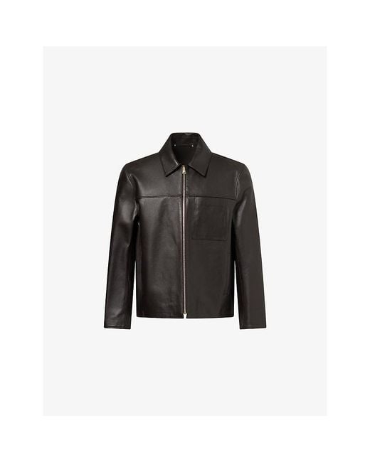 Paul Smith Black Straight-Fit Leather Jacket for men