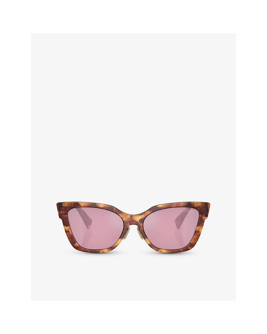 Miu Miu Pink Mu 02zs Square-frame Tortoiseshell Acetate Sunglasses