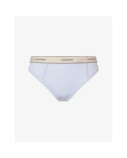 Calvin Klein White Heritage Classic Stretch-Cotton Thong