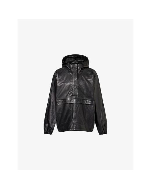 RÓHE Frames Black Hooded Oversize Leather Jacket