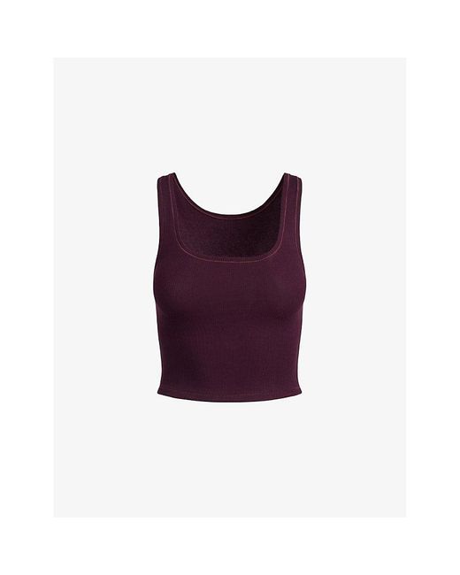 Skims Purple Scoop-Neck Ribbed Stretch-Cotton Tank Top