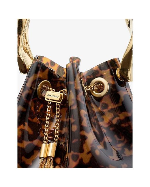 Jimmy Choo Brown Bon Bon Tortoiseshell Vinyl Top-Handle Bag