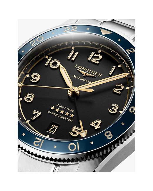 Longines Multicolor L3.802.4.60.6 Spirit Zulu Time Stainless-Steel And Ceramic Bezel 39Mm Automatic Watch for men