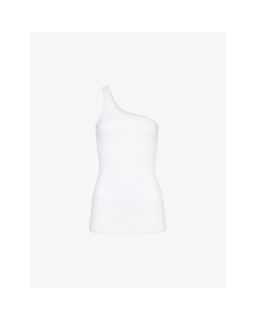 Isabel Marant White One-shoulder Brand-embroidered Cotton Top