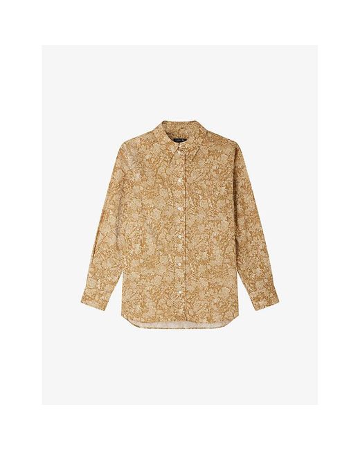 Soeur Natural Maria Floral-print Long-sleeve Cotton Shirt