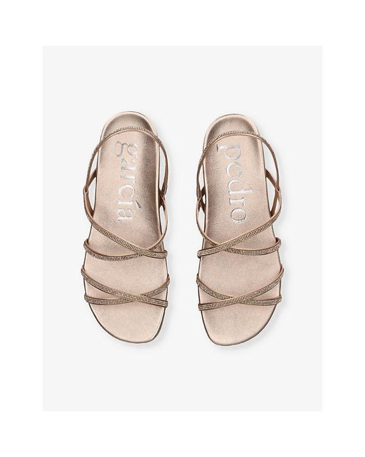 Pedro Garcia Metallic Bera Crystal-Embellishment Leather Sandals