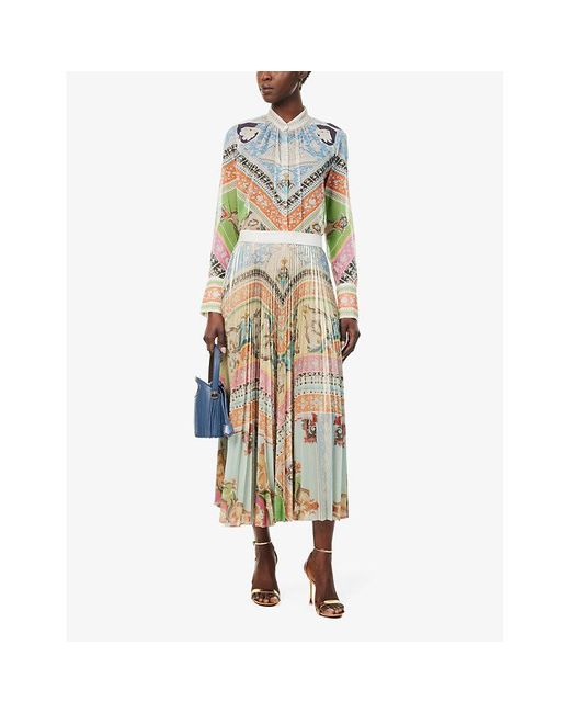 Mary Katrantzou Metallic Uni Abstract-pattern Woven Midi Skirt