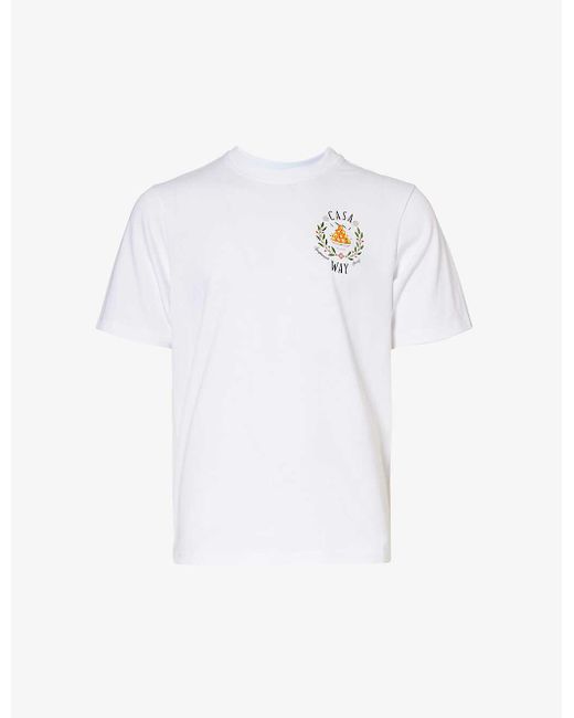Casablancabrand White Brand-print Organic-cotton T-shirt for men