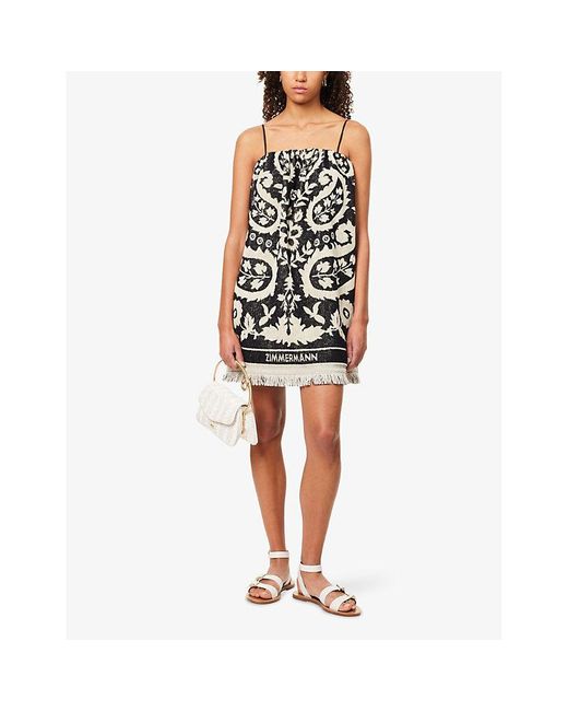 ワンピース ZIMMERMANN RHIANNON PRINTED COTTON MINI DRESS Rhiannon cotton terry minidress in multicoloured