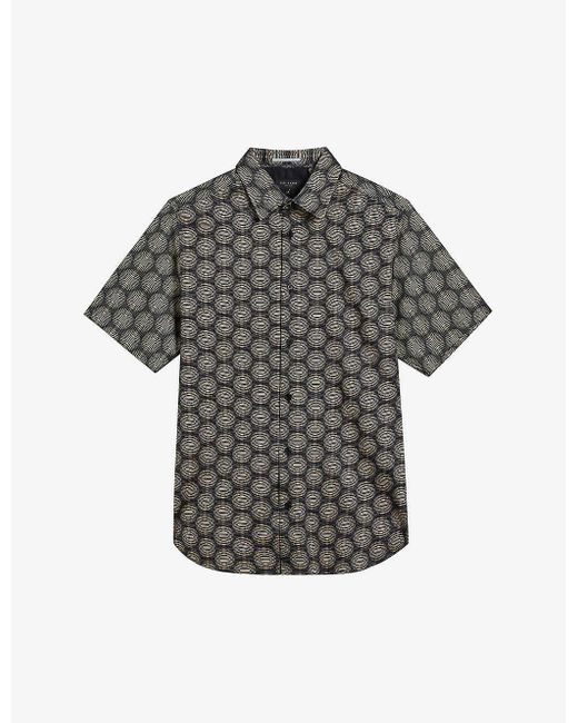 Ted Baker Gray Pearsho Geometric-print Stretch-cotton Shirt for men