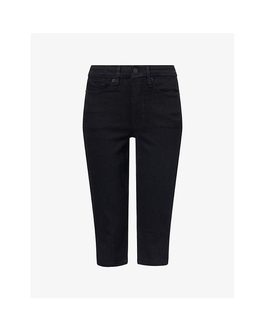 GOOD AMERICAN Black Good Capri Crop-Leg Stretch-Denim Blend Jeans