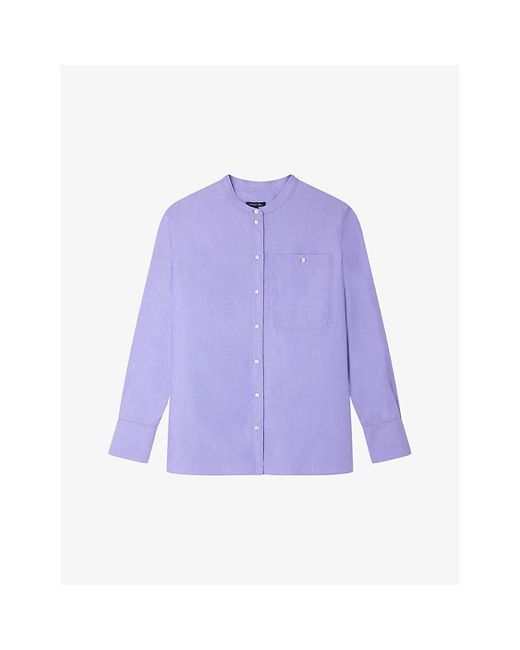 Soeur Purple Vannes Round-neck Relaxed-fit Cotton Shirt