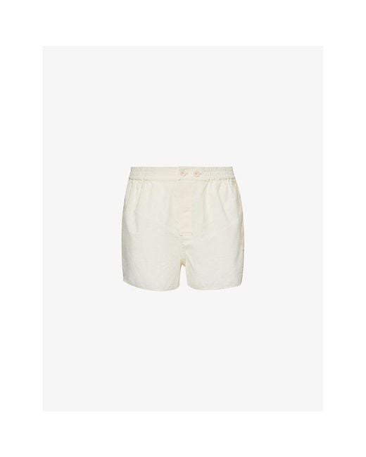 Hay White Outline Relaxed-Fit Mid-Rise Cotton Pyjama Shorts