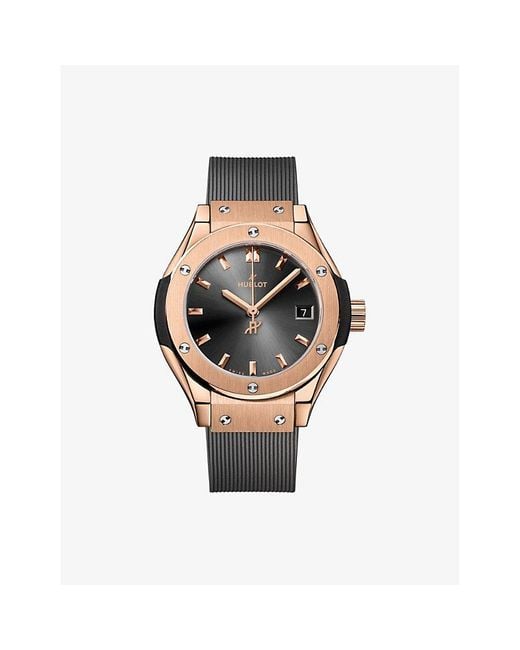 Hublot Gray Classic Fusion 29Mm Rubber And Rose- Quartz Watch