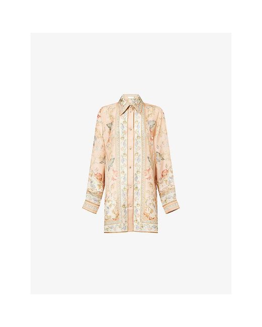 Zimmermann Natural Roselight Printed Silk Shirt